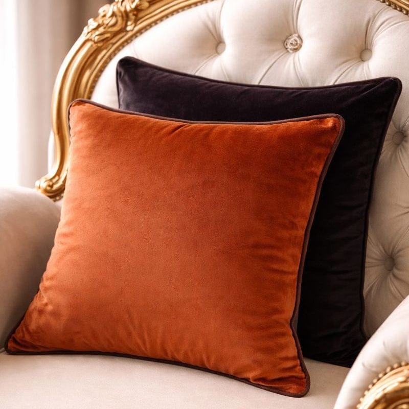 Malini Living Paul Moneypenny Twofaced Orange/Choc Cushion House of Isabella UK