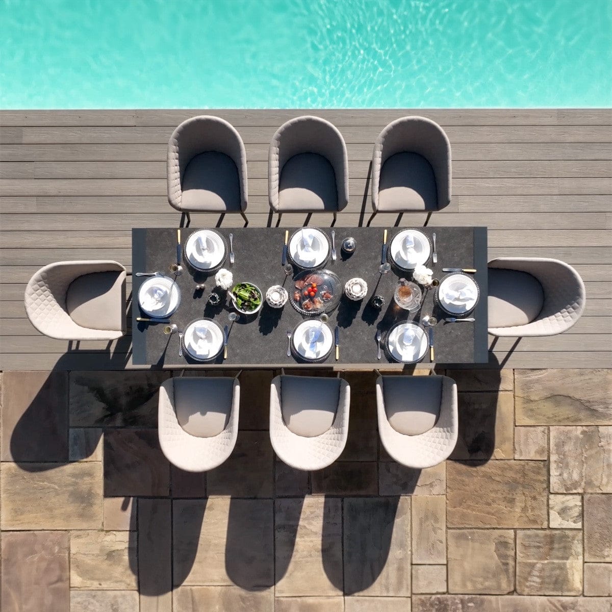 Maze Dining Ambition 10 Seat Extending Dining Set / Oatmeal House of Isabella UK