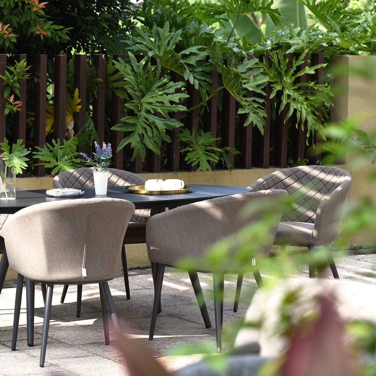 Maze Dining Ambition 6 Seat Oval Dining Set / Taupe House of Isabella UK