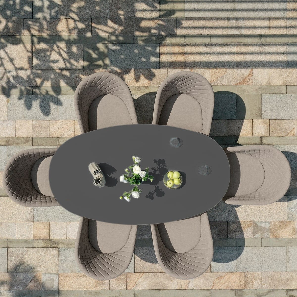 Maze Dining Ambition 6 Seat Oval Dining Set / Taupe House of Isabella UK