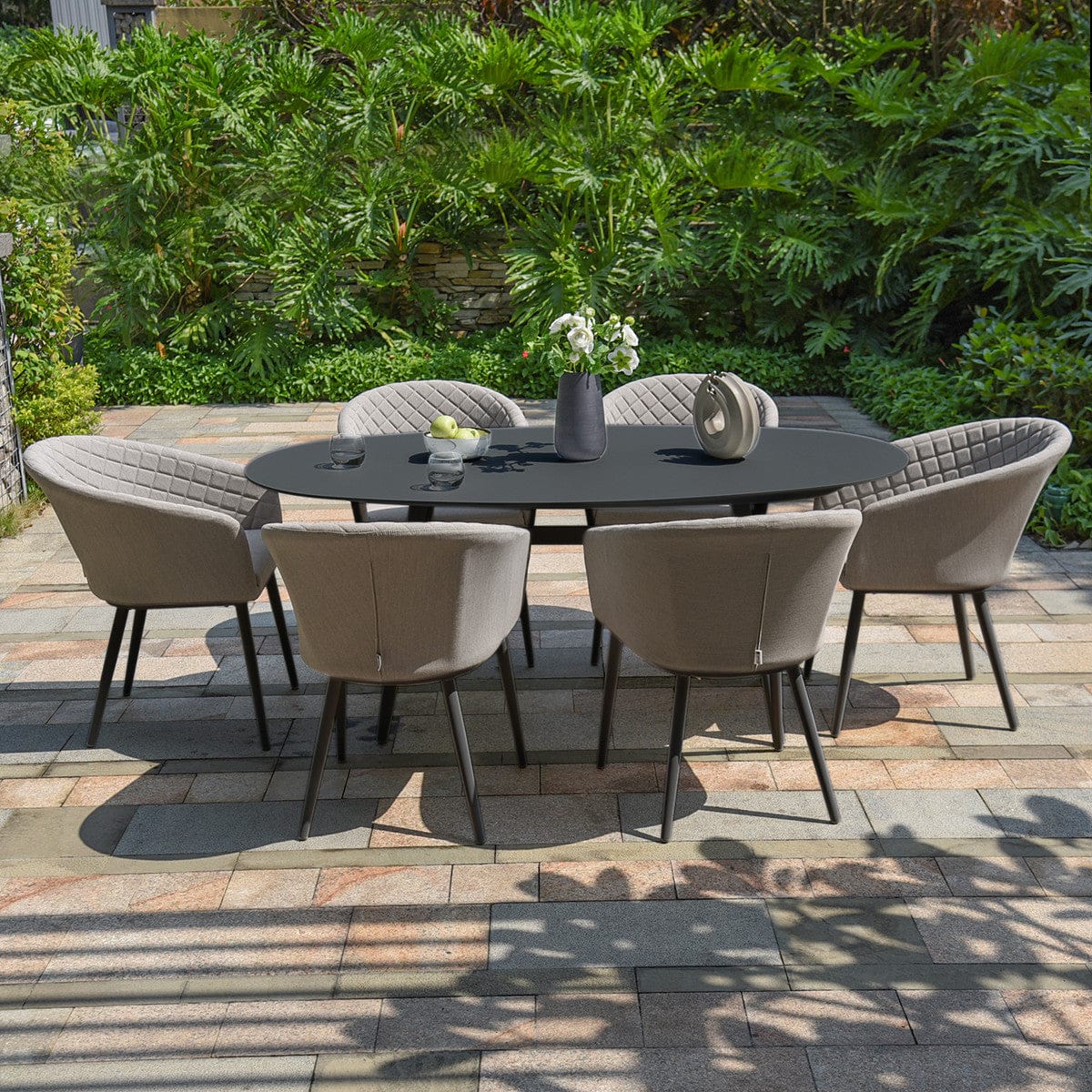 Maze Dining Ambition 6 Seat Oval Dining Set / Taupe House of Isabella UK