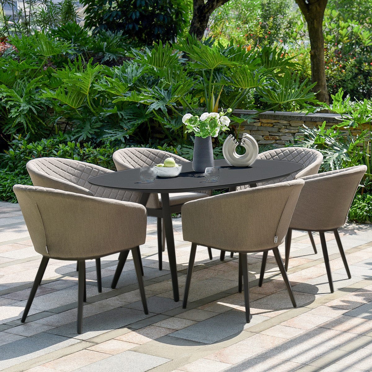Maze Dining Ambition 6 Seat Oval Dining Set / Taupe House of Isabella UK