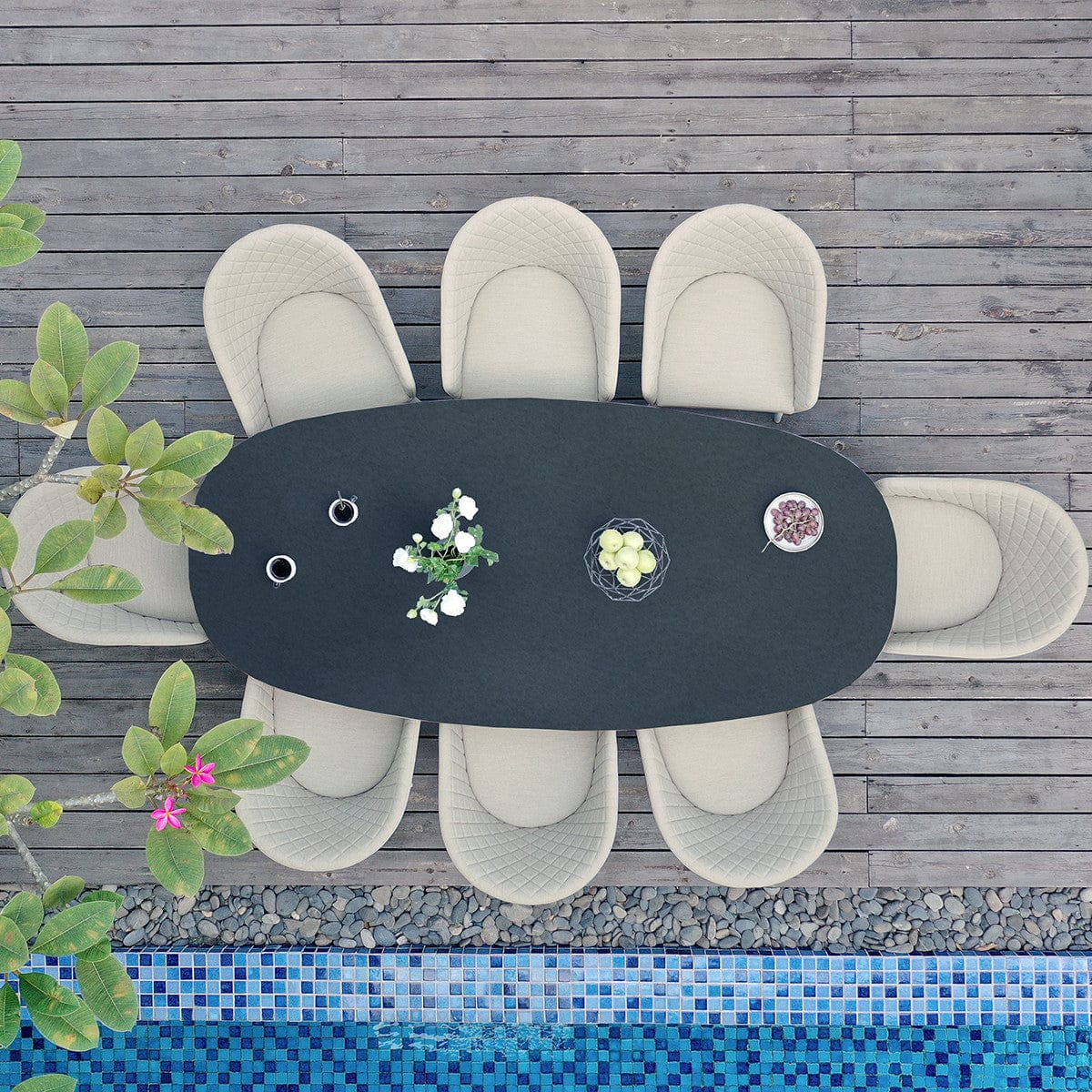 Maze Dining Ambition 8 Seat Oval Dining Set / Oatmeal House of Isabella UK