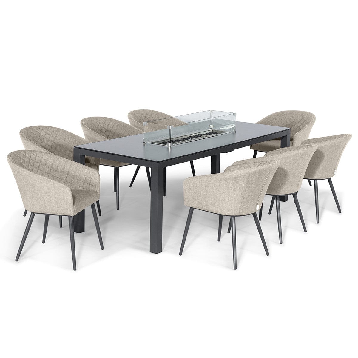 Maze Dining Ambition 8 Seat Rectangular Fire Pit Dining Set / Oatmeal House of Isabella UK