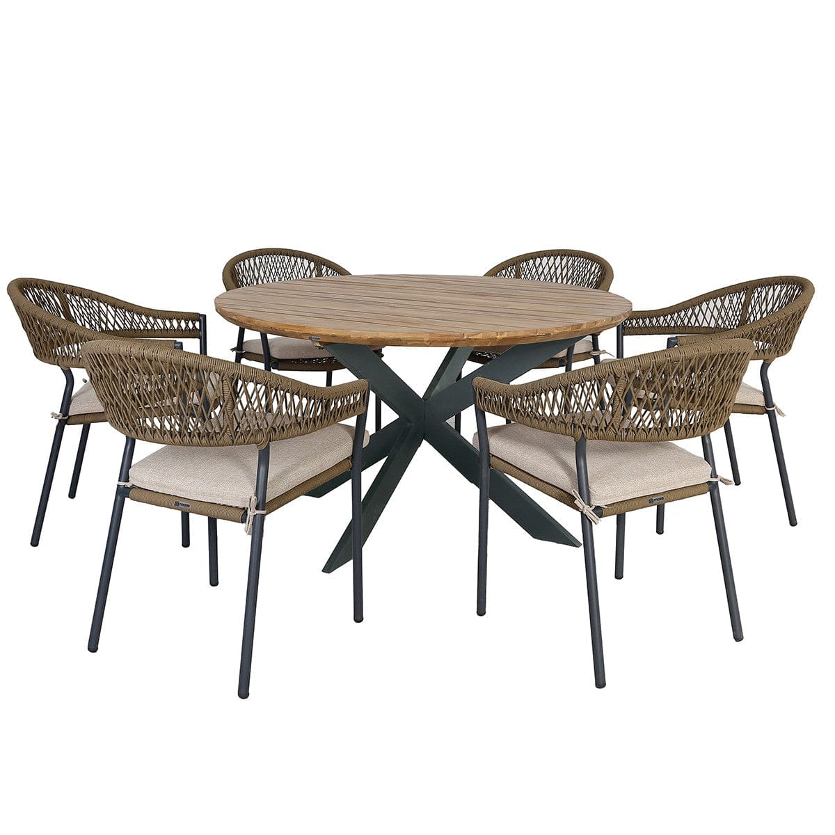 Maze Dining New Bali 6 Seat Round Dining Set - Sandstone House of Isabella UK