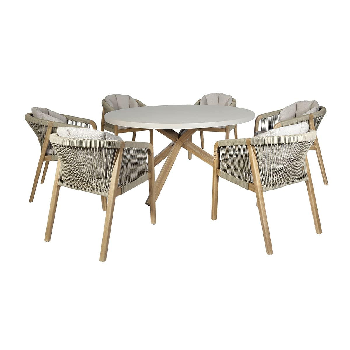 Maze Dining New Martinique 6 Seat Round Dining Set - Light Brown House of Isabella UK