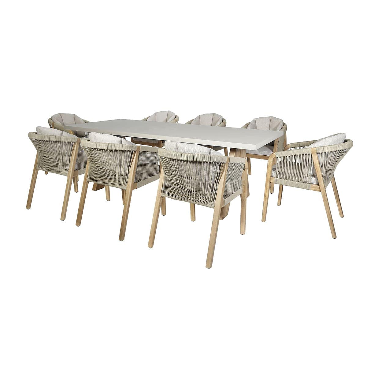 Maze Dining New Martinique 8 Seat Rectangular Dining Set - Light Brown House of Isabella UK