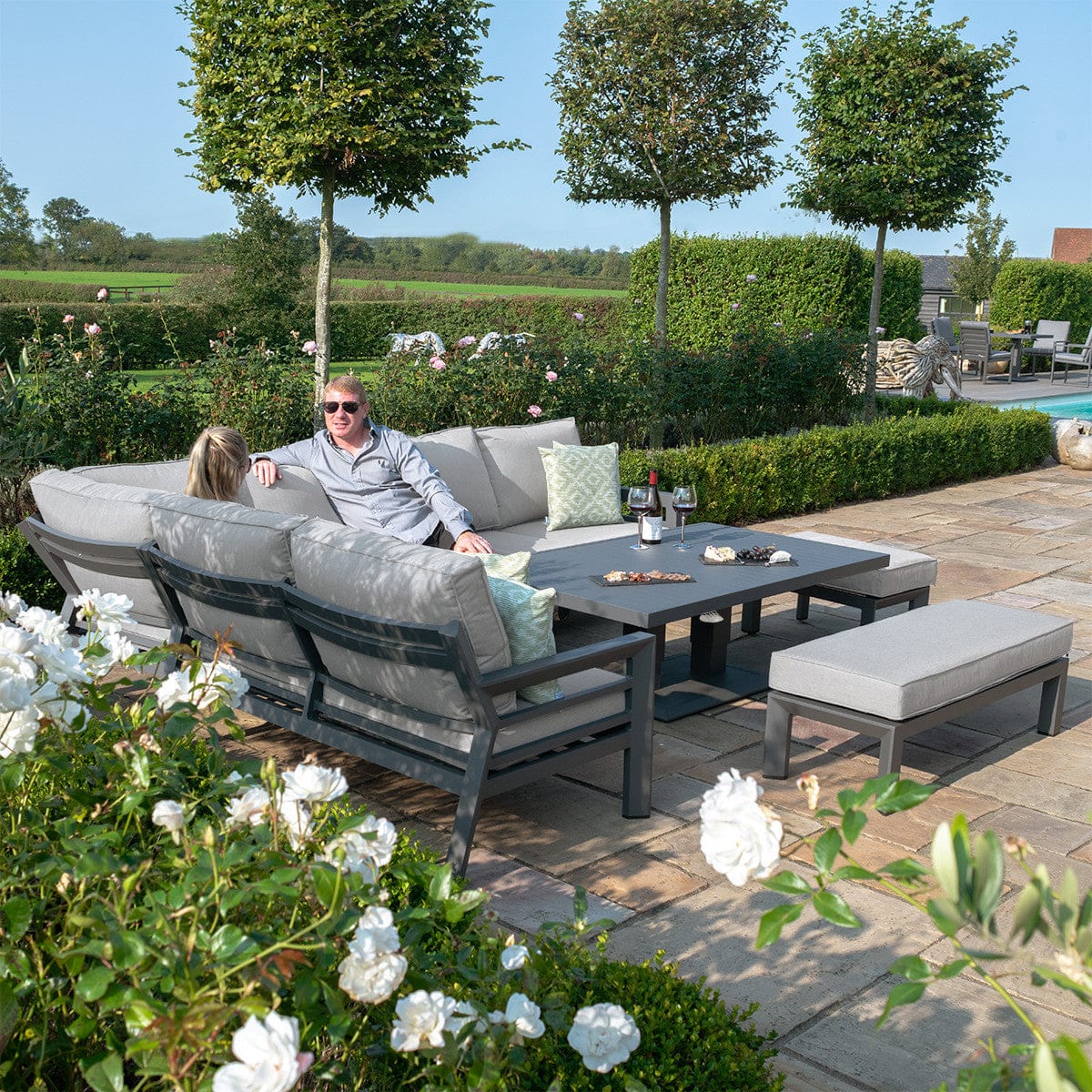 Maze Dining New York Corner Dining Set with Rising Table / Dove Grey House of Isabella UK