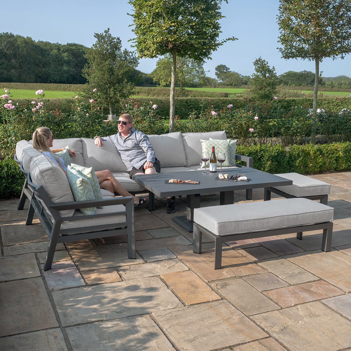 Maze Dining New York Corner Dining Set with Rising Table / Dove Grey House of Isabella UK