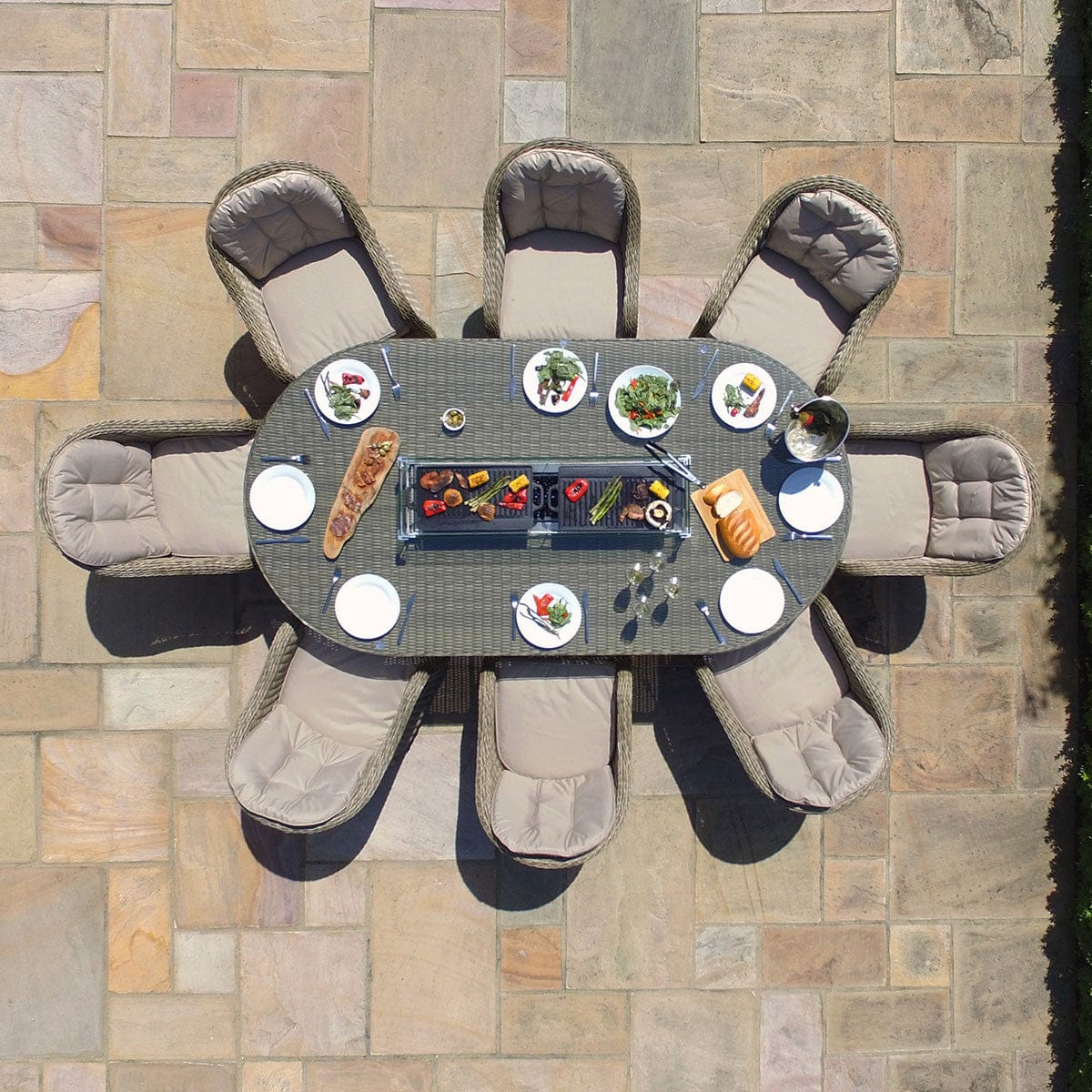 Maze Dining Winchester 8 Seat Oval Fire Pit Dining Set with Heritage Chairs House of Isabella UK