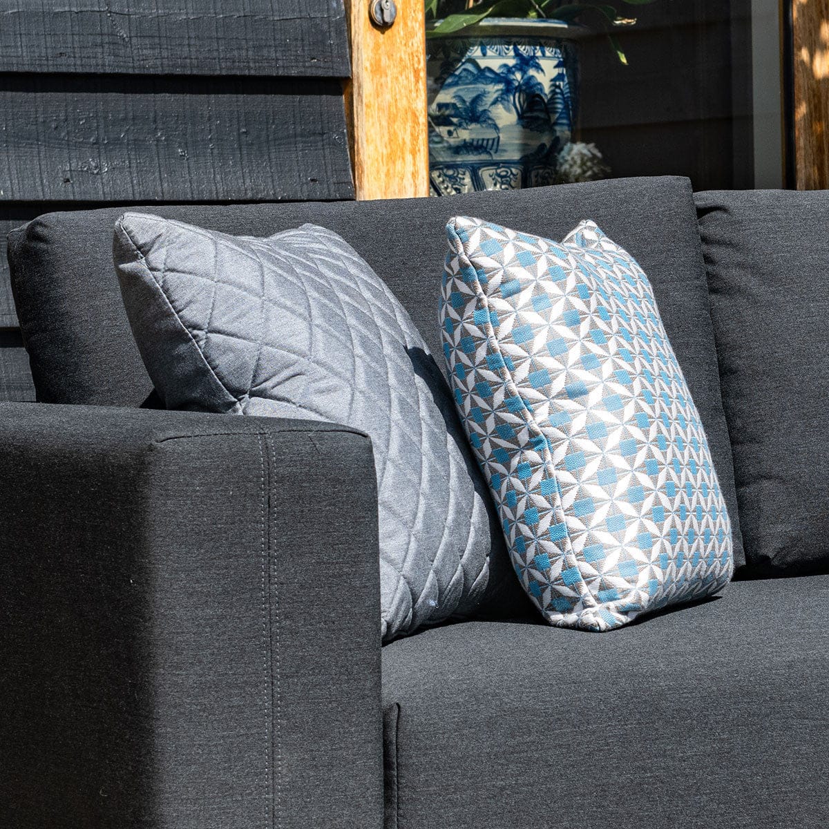 Maze Living Fabric Scatter Cushion 43x43cm (Pack of 2) / Mosaic Blue House of Isabella UK