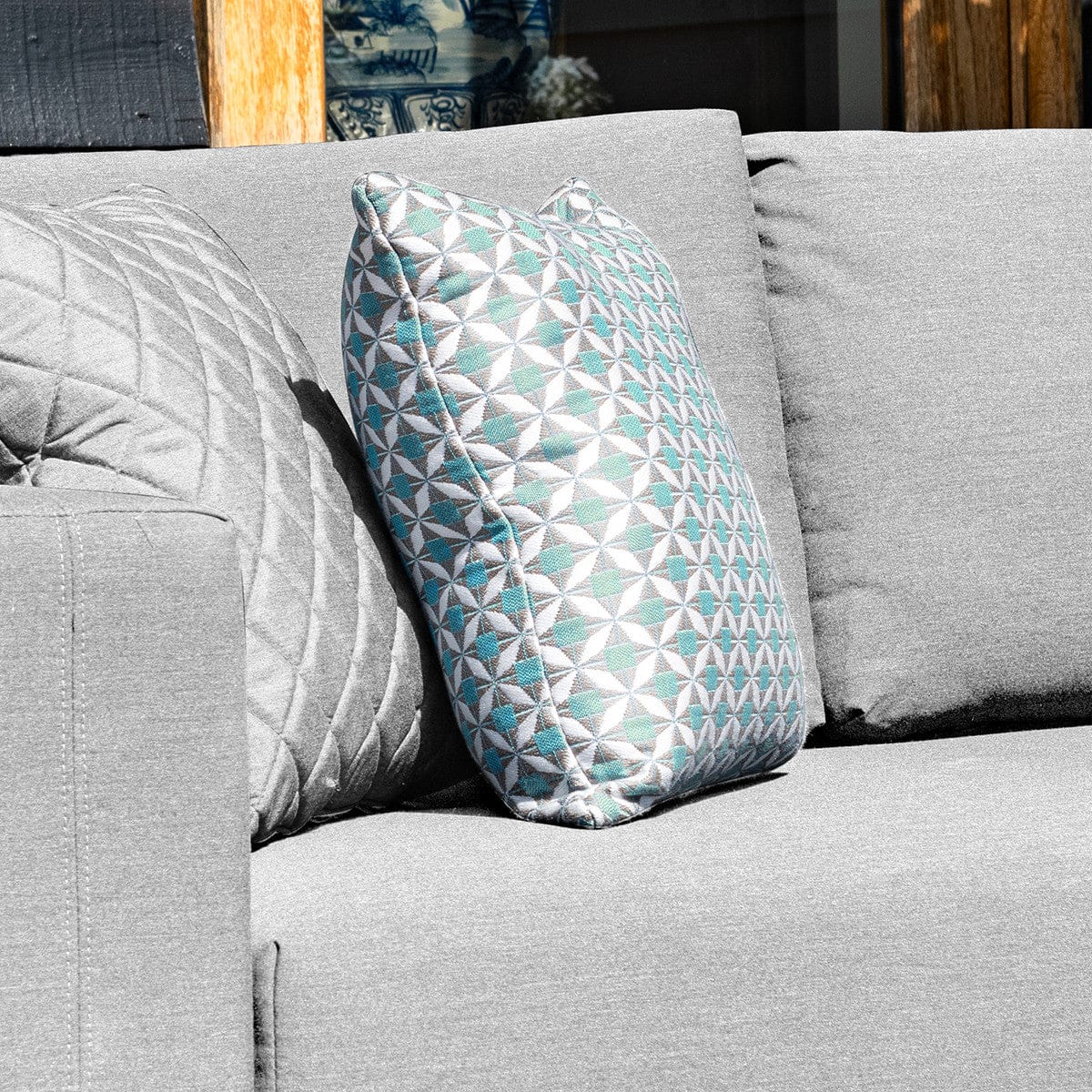 Maze Living Fabric Scatter Cushion 43x43cm (Pack of 2) / Mosaic Glacier House of Isabella UK