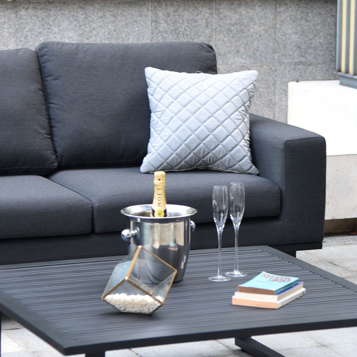 Maze Living Fabric Scatter Cushion Quilted (Pack of 2) / Lead Chine House of Isabella UK