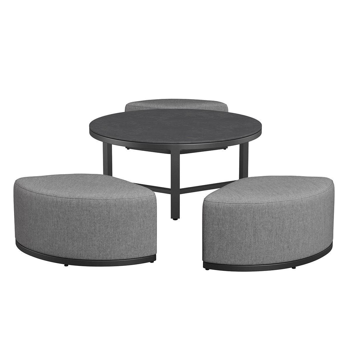 Maze Living Maze Round Coffee Table With x3 Footstools - Flanelle House of Isabella UK
