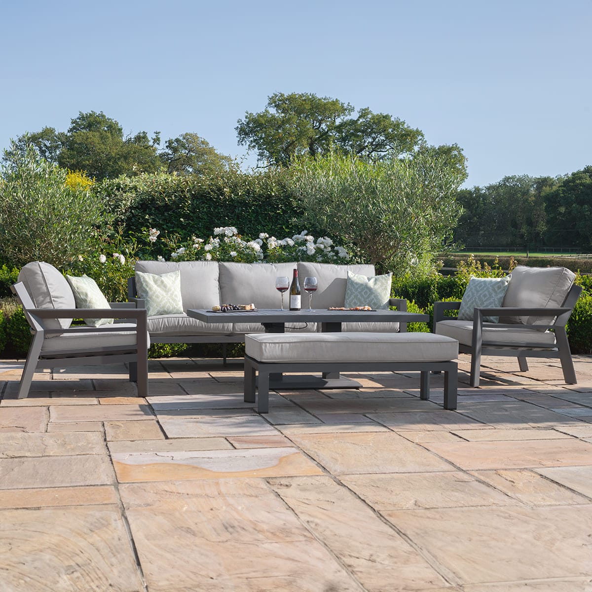 Maze Living New York 3 Seat Sofa Set with Rising Table / Dove Grey House of Isabella UK