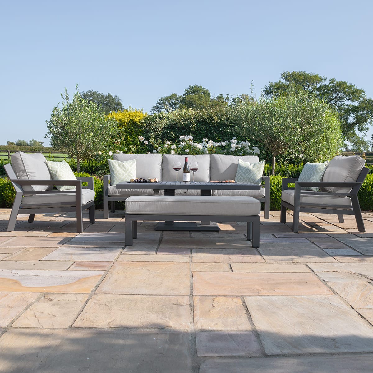 Maze Living New York 3 Seat Sofa Set with Rising Table / Dove Grey House of Isabella UK