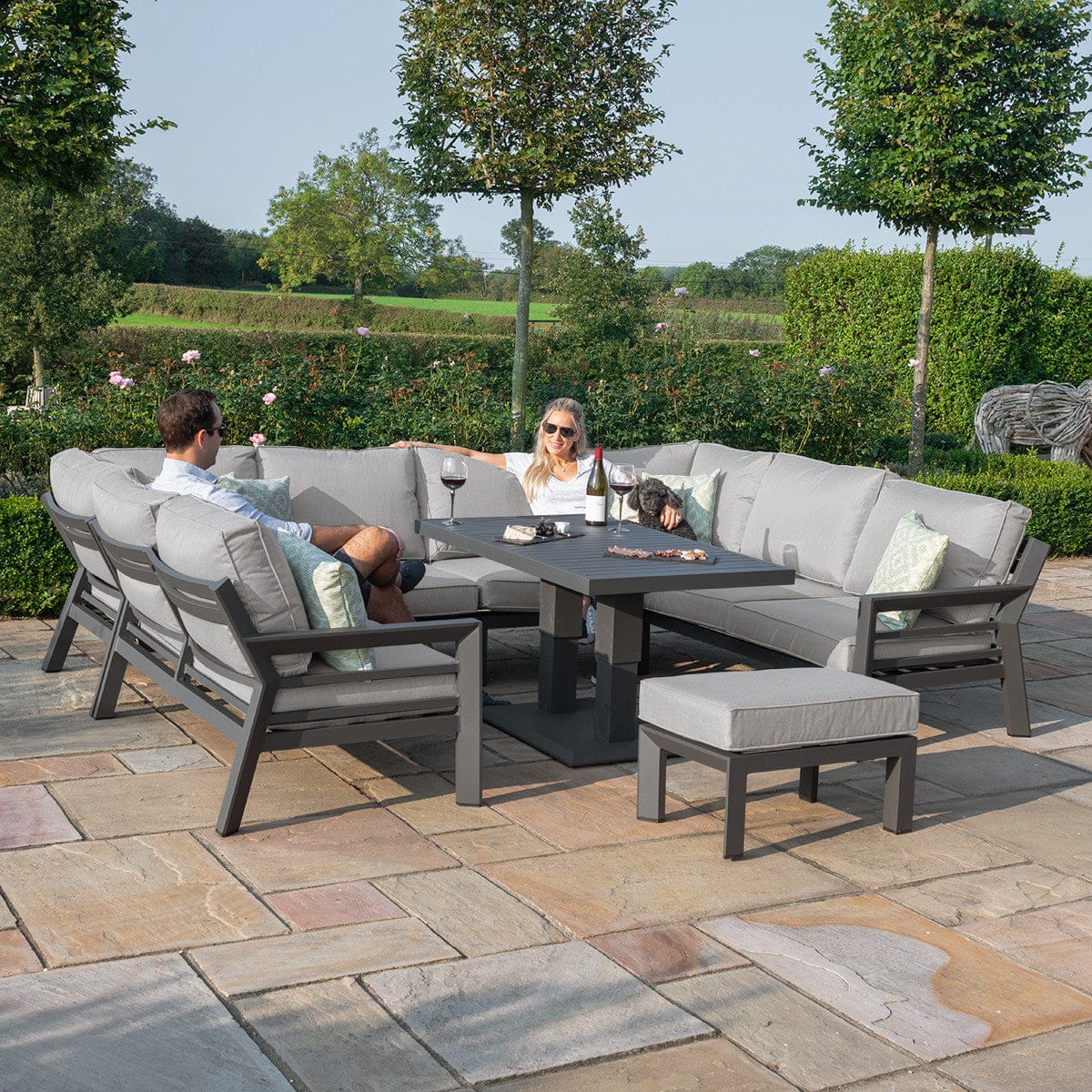 Maze Living New York U-Shaped Sofa Set with Rising Table / Dove Grey House of Isabella UK