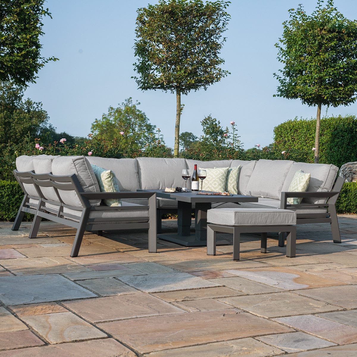 Maze Living New York U-Shaped Sofa Set with Rising Table / Dove Grey House of Isabella UK