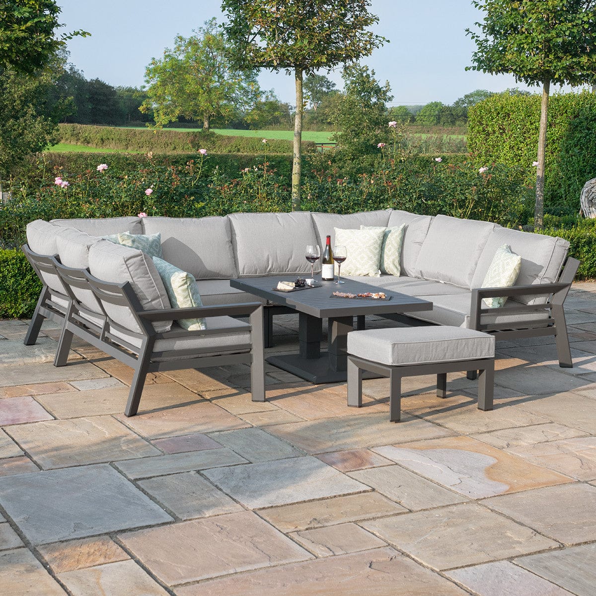 Maze Living New York U-Shaped Sofa Set with Rising Table / Dove Grey House of Isabella UK