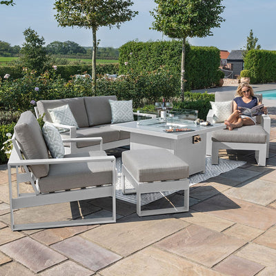 Maze Outdoors Amalfi 2 Seat Sofa Set With Square Fire Pit Table / White House of Isabella UK