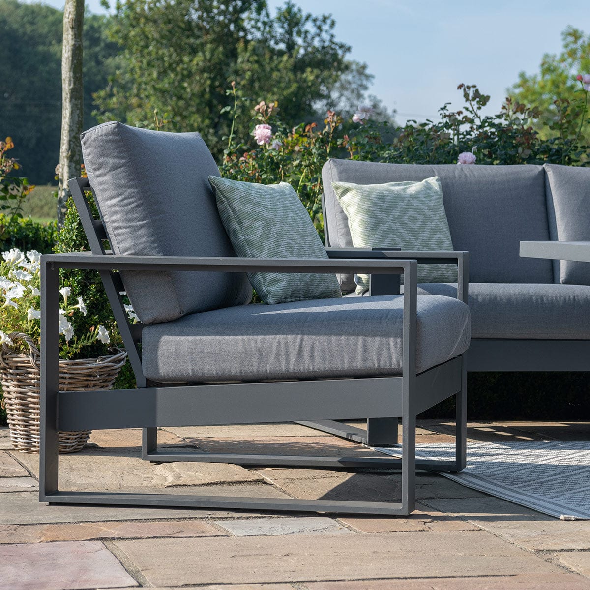 Maze Outdoors Amalfi 3 Seat Sofa Set With Rectangular Fire Pit Table / Grey House of Isabella UK