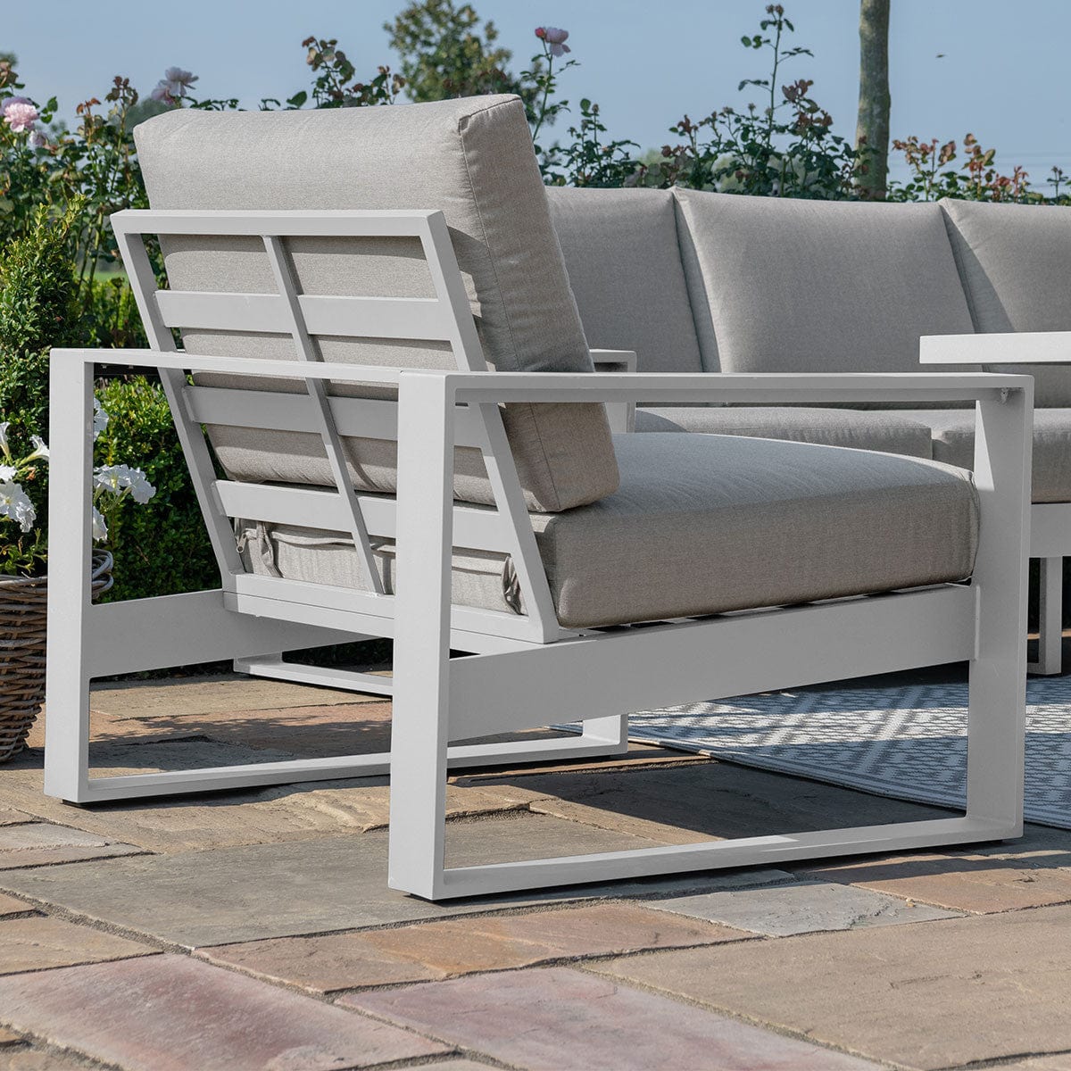 Maze Outdoors Amalfi 3 Seat Sofa Set With Rectangular Fire Pit Table / White House of Isabella UK