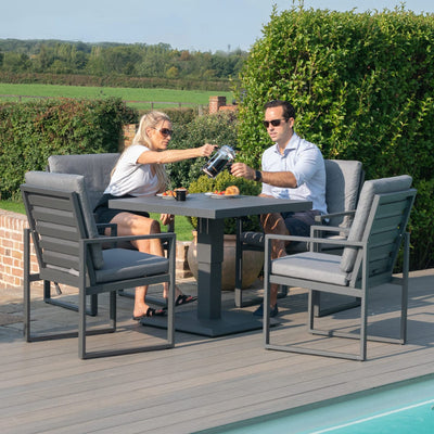 Maze Outdoors Amalfi 4 Seat Square Dining Set with Rising Table / Grey House of Isabella UK