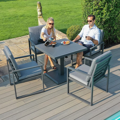 Maze Outdoors Amalfi 4 Seat Square Dining Set with Rising Table / Grey House of Isabella UK