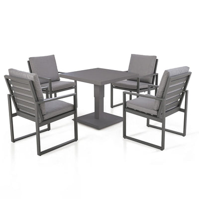 Maze Outdoors Amalfi 4 Seat Square Dining Set with Rising Table / Grey House of Isabella UK