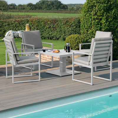 Maze Outdoors Amalfi 4 Seat Square Dining Set with Rising Table / White House of Isabella UK