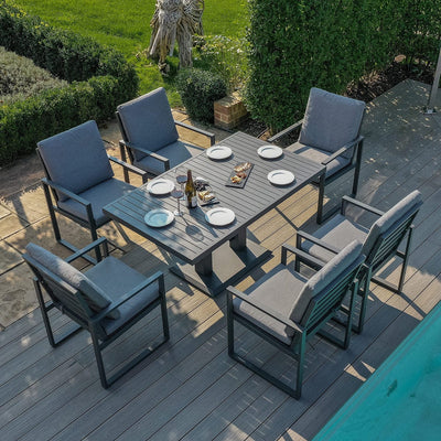 Maze Outdoors Amalfi 6 Seat Rectangular Dining Set with Rising Table / Grey House of Isabella UK