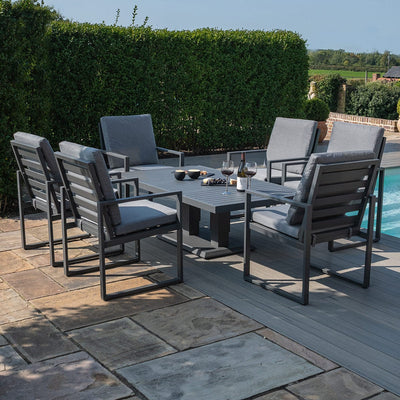 Maze Outdoors Amalfi 6 Seat Rectangular Dining Set with Rising Table / Grey House of Isabella UK