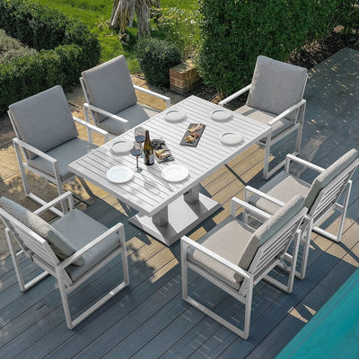 Maze Outdoors Amalfi 6 Seat Rectangular Dining Set with Rising Table / White House of Isabella UK