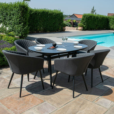 Maze Outdoors Ambition 6 Seat Oval Dining Set / Charcoal House of Isabella UK