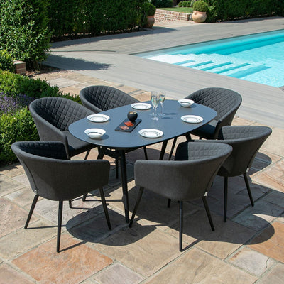 Maze Outdoors Ambition 6 Seat Oval Dining Set / Charcoal House of Isabella UK