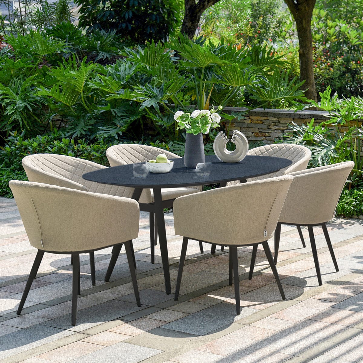 Maze Outdoors Ambition 6 Seat Oval Dining Set / Oatmeal House of Isabella UK