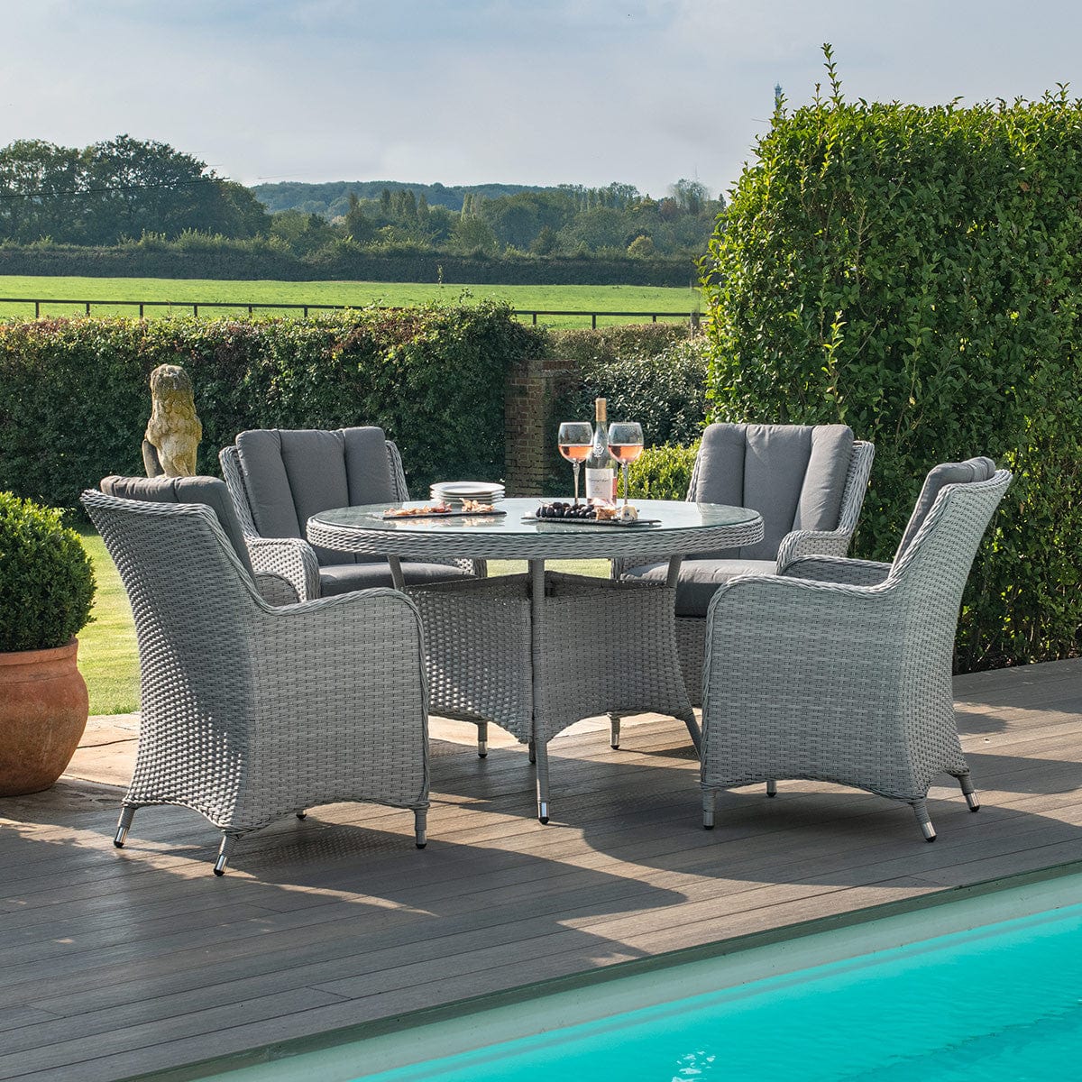 Maze Outdoors Ascot 4 Seat Round Dining Set House of Isabella UK