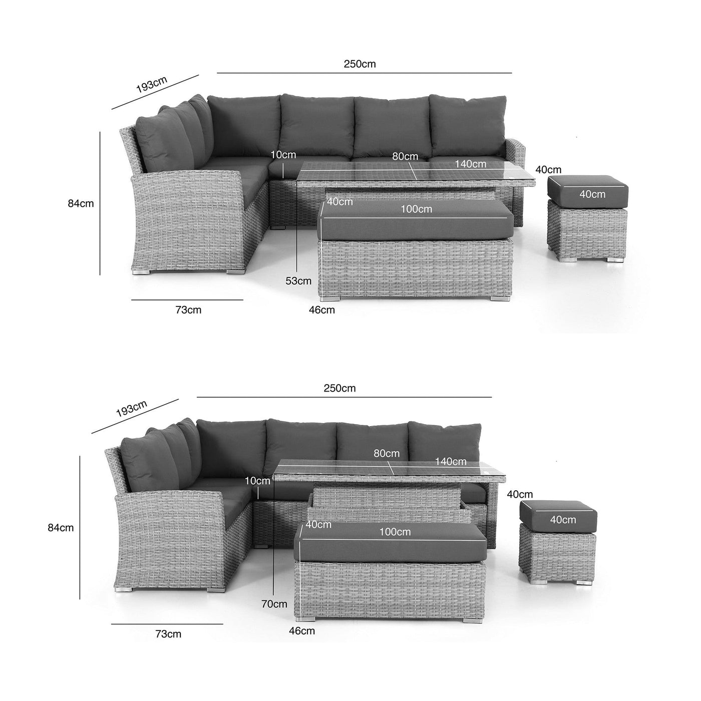 Maze Outdoors Ascot Rectangular Corner Dining Set with Rising Table House of Isabella UK