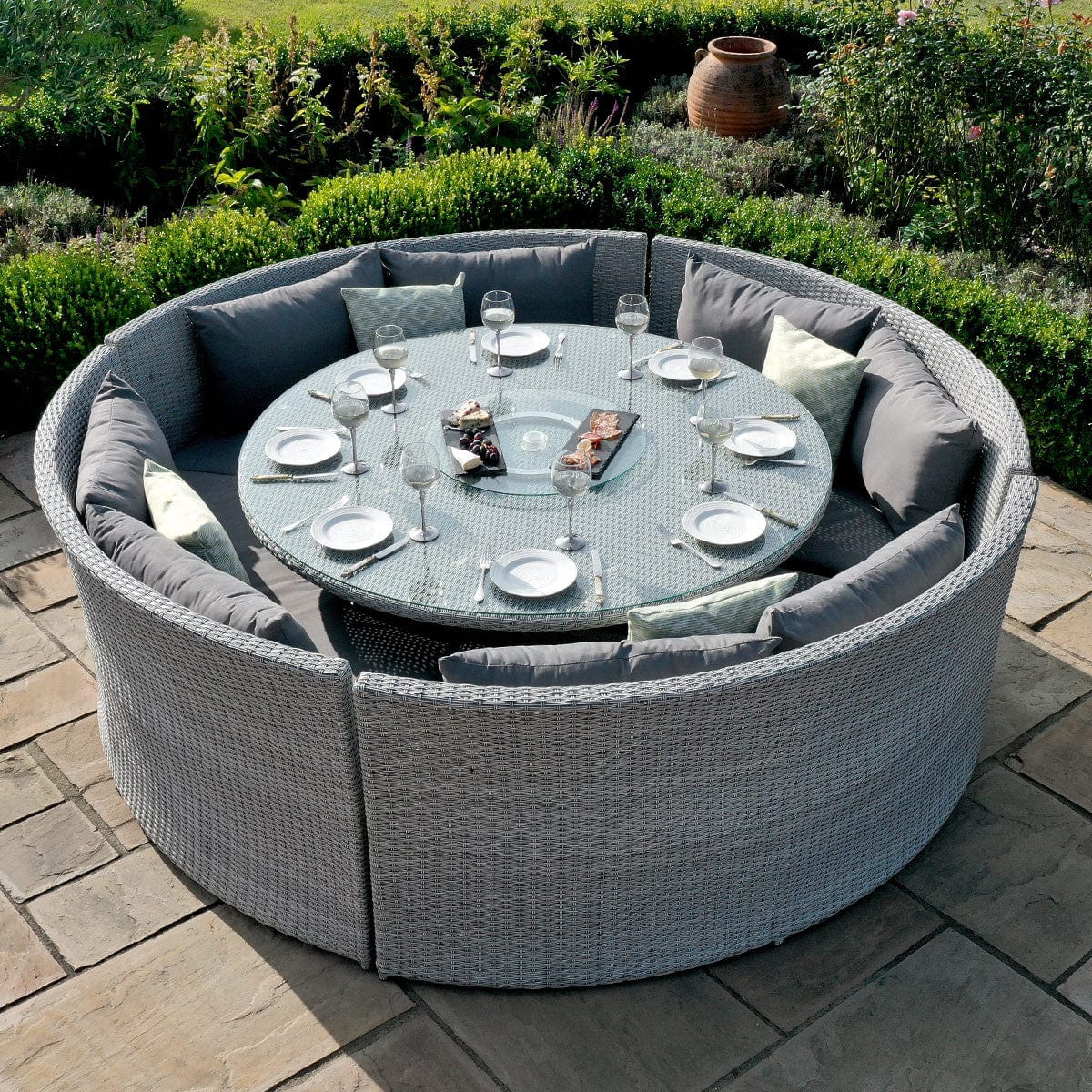 Maze Outdoors Ascot Round Sofa Dining Set with Rising Table House of Isabella UK