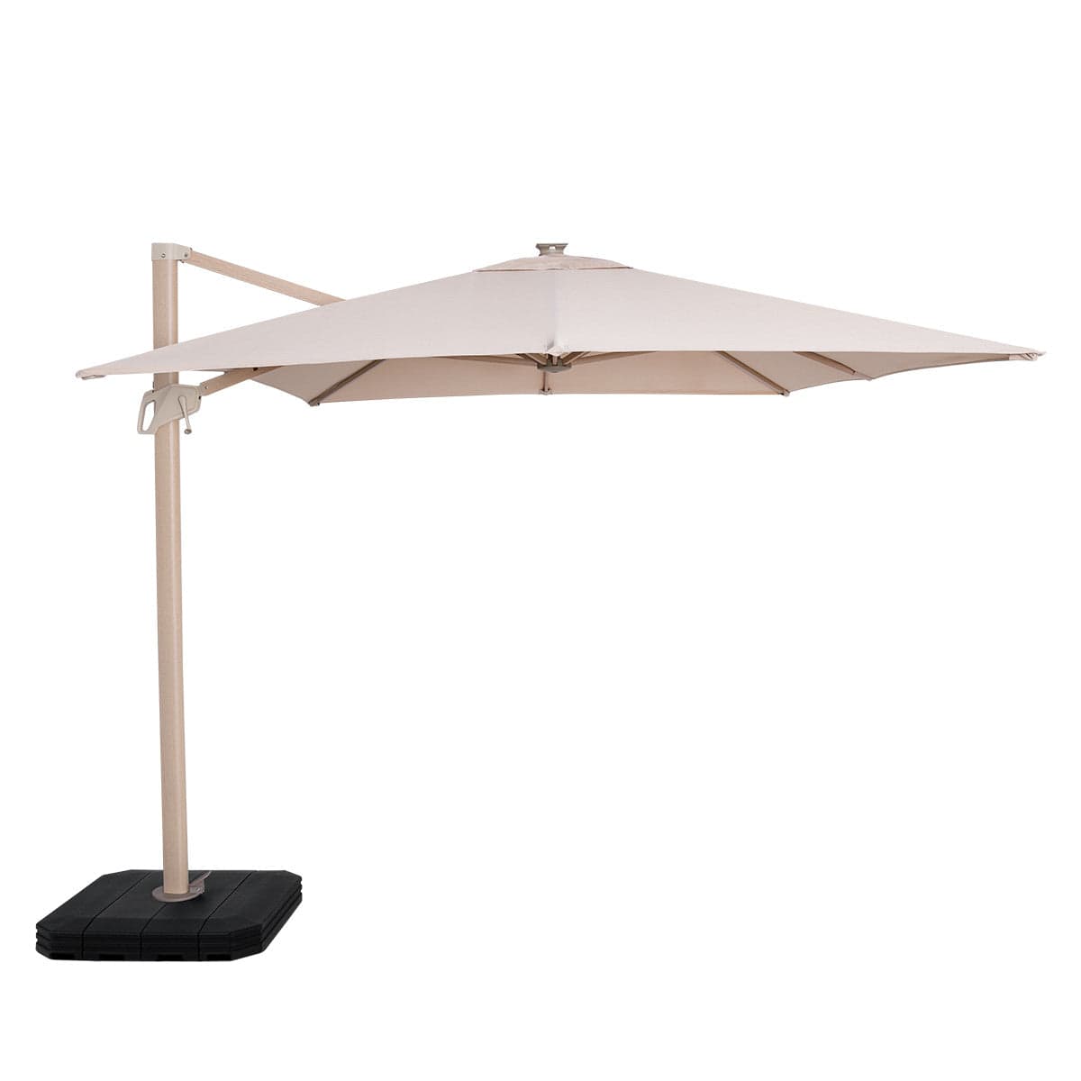 Maze Outdoors Atlas LED 2.4x3.3M Rectangular Wood Effect Cantilever Parasol / Beige House of Isabella UK