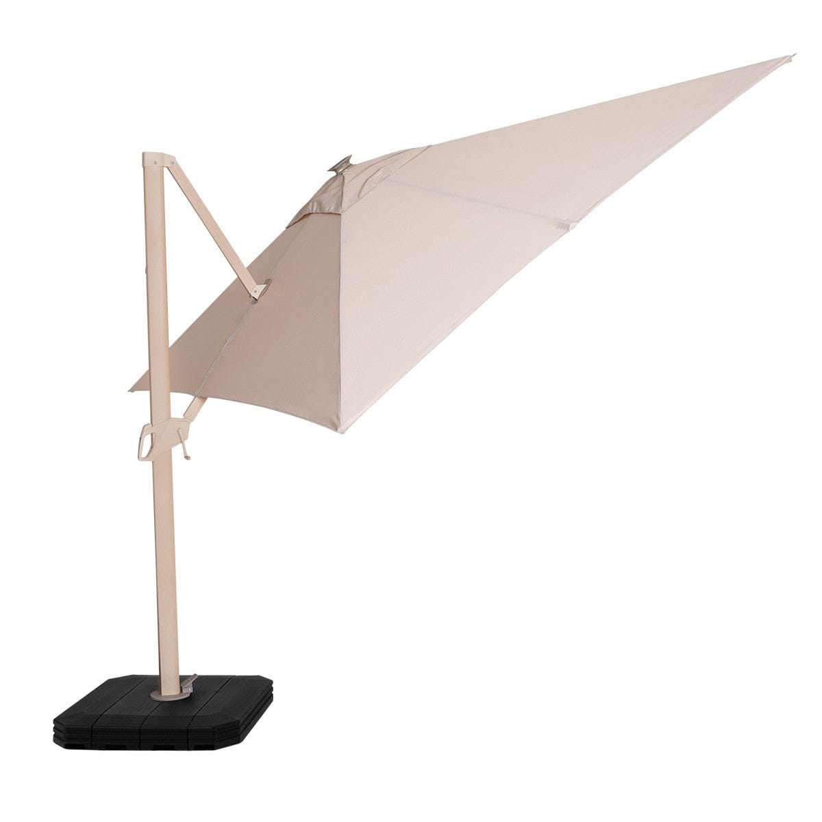 Maze Outdoors Atlas LED 2.4x3.3M Rectangular Wood Effect Cantilever Parasol / Beige House of Isabella UK