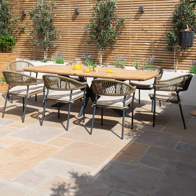 Maze Outdoors Bali Rope Weave 8 Seat Oval Fixed Dining Set / Sandstone House of Isabella UK