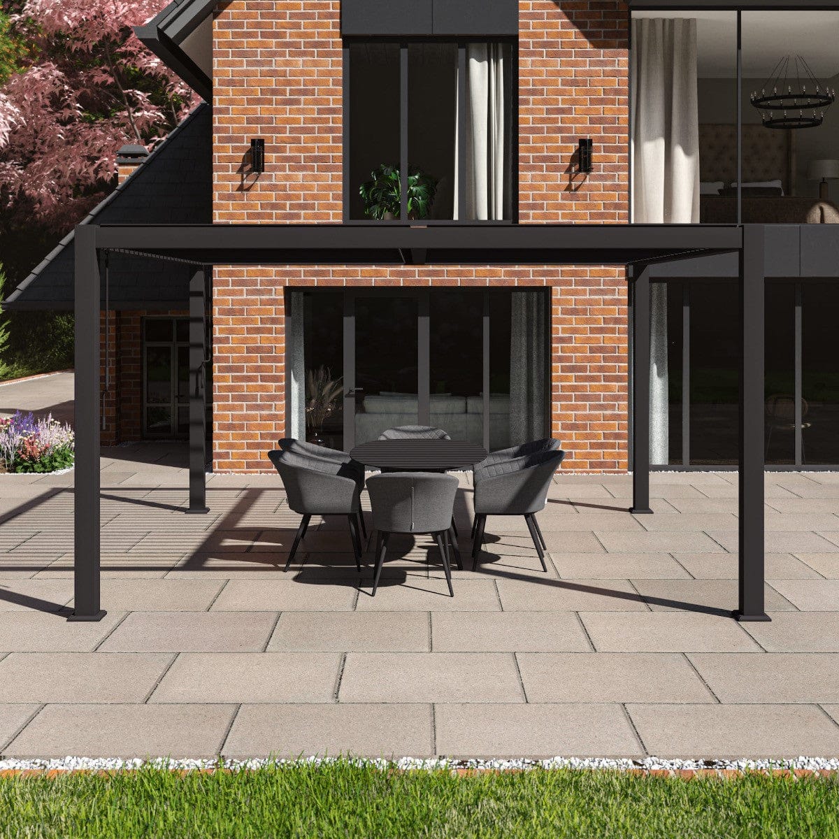 Como Pergola Aluminium Square 40x40 Frame Only - Grey.