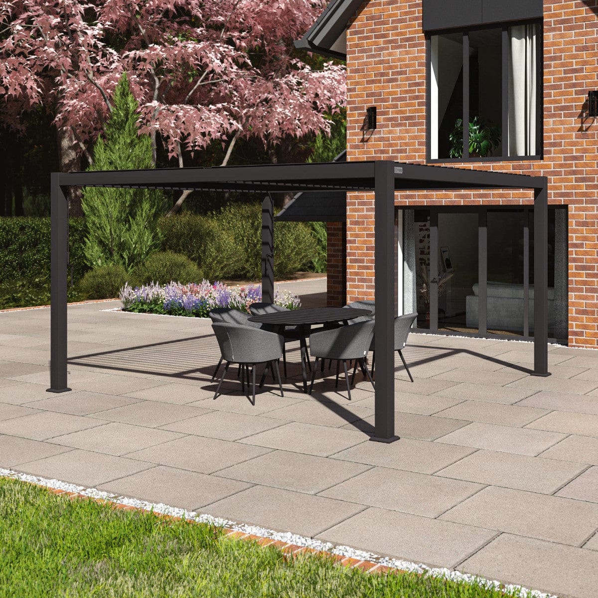 Como Pergola Aluminium Square 40x40 Frame Only - Grey.