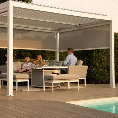 Maze Outdoors Como Pergola Aluminium Square 40x40 with 4 Drop Sides / White House of Isabella UK