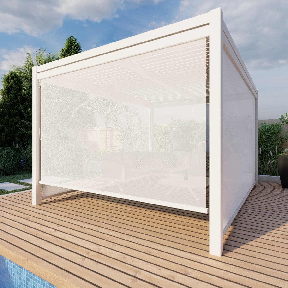 Maze Outdoors Como Pergola Aluminium Square 40x40 with 4 Drop Sides / White House of Isabella UK