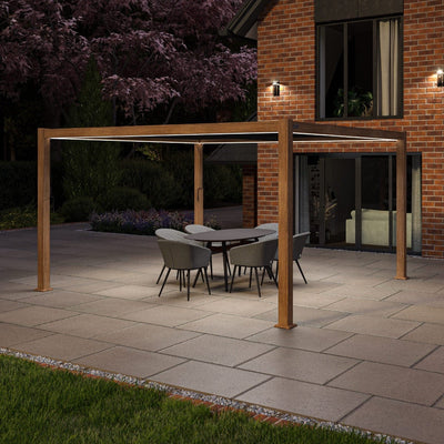 Maze Outdoors Como Pergola Aluminium Square 40x40 / Wood Effect Frame House of Isabella UK