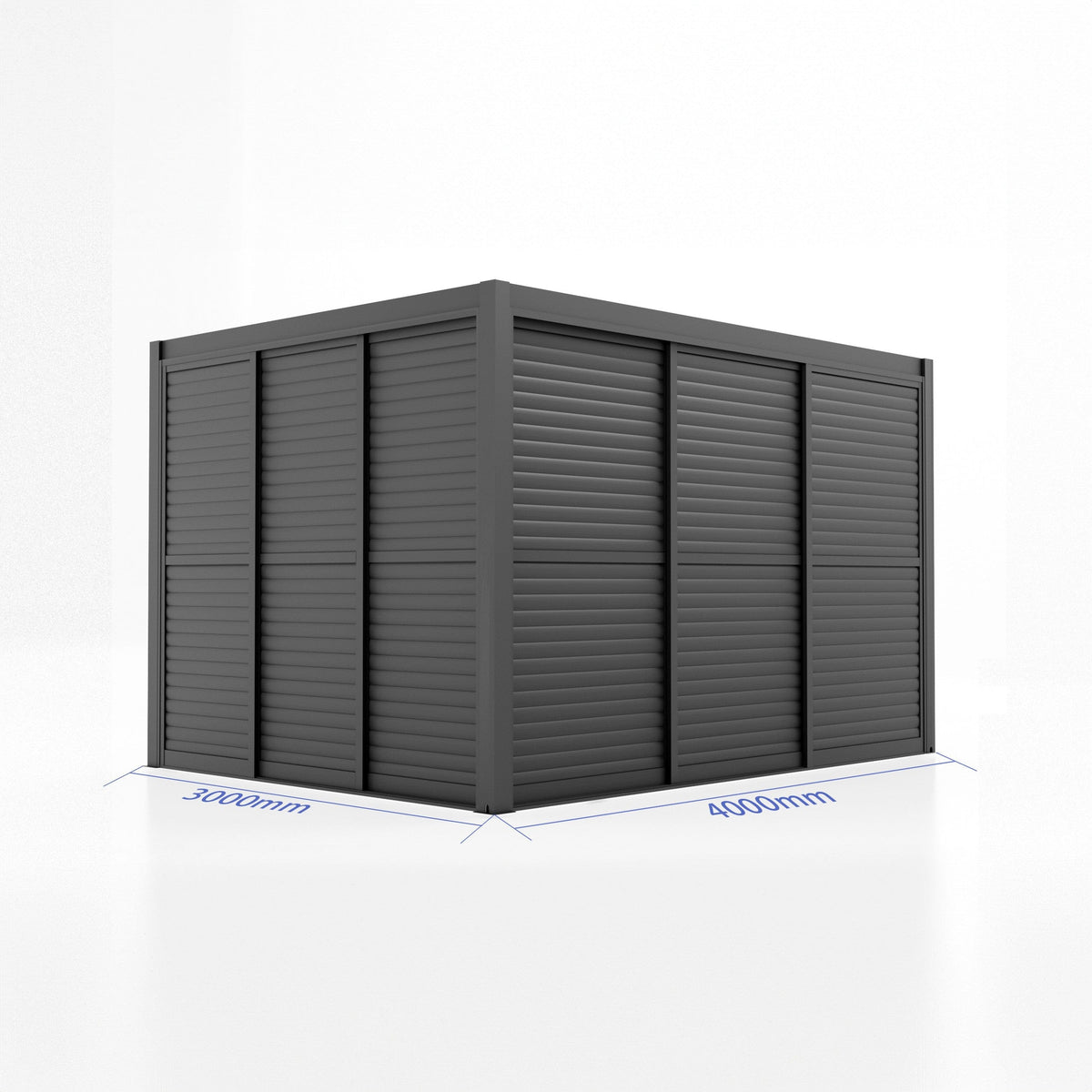 Maze Outdoors Como Pergola Sliding Louvre Doors Grey 4m Side - 370x218cm House of Isabella UK