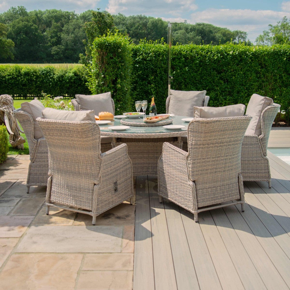 Maze Outdoors Cotswold Reclining 6 Seat Round Dining Set House of Isabella UK