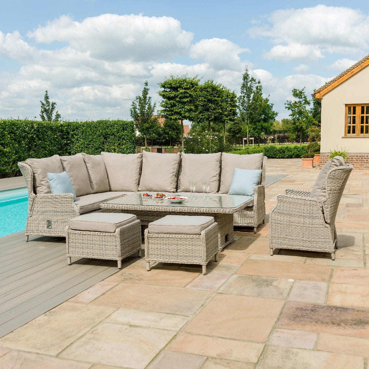 Maze Outdoors Cotswold Reclining Corner Dining with Rising Table & Chair House of Isabella UK